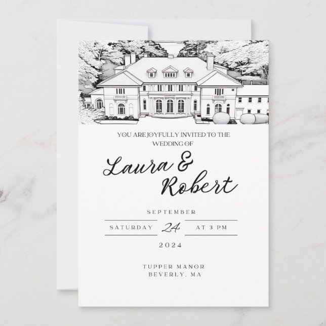 Invitation de lieu personnalisée pour Tupper Manor (Devant)
