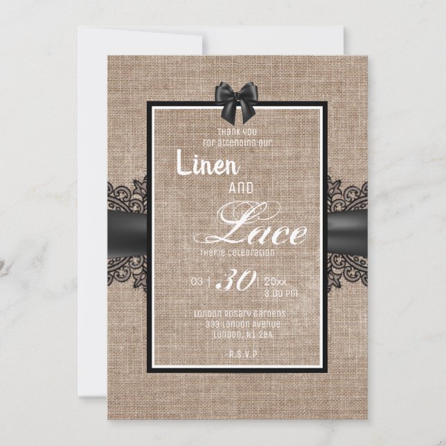 Invitation de lin et dentelle (Devant)