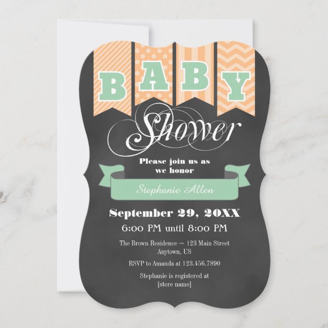 Invitation de l'indicateur Baby shower du tableau  (Devant)