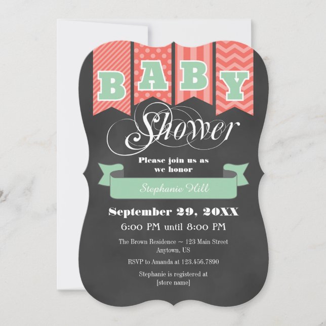 Invitation de l'indicateur de Baby shower du table (Devant)