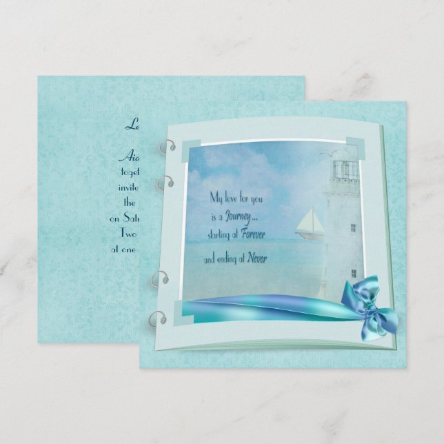 Invitation de livre Mariage phare (Devant / Derrière)