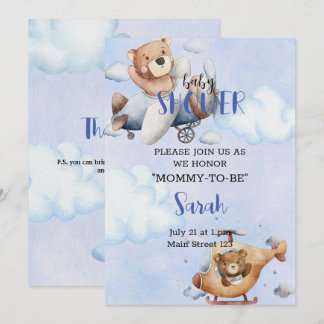 Invitation De L'Ours Dans Le Baby shower De L'Avio