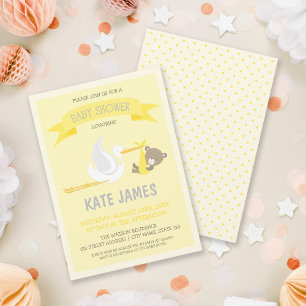 Invitation de l'ours jaune et du Baby shower de ci