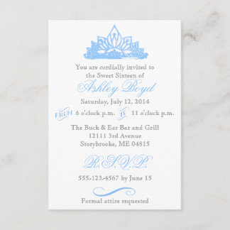 Invitation de l'Sweet sixteen Blue Princess