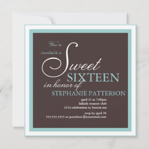 Invitation de l'Sweet sixteen Turquoise