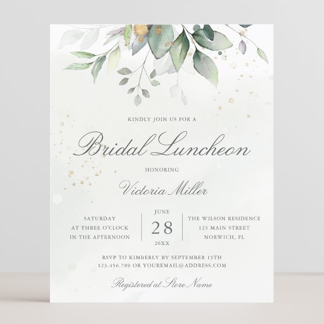 Invitation de luncheon de mariage aux feuilles d'e (Créateur téléchargé)