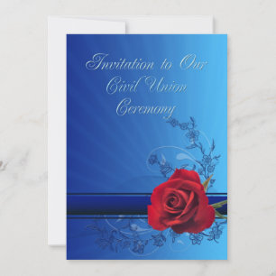Invitation de l'Union Civile avec une rose rouge d