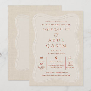 Invitation de luxe beige en relief pour Aqeeqah is
