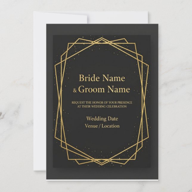 Invitation de luxe Black & Gold (Devant)