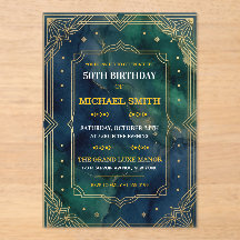 Invitation de luxe émeraude verte et or Art Déco p