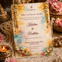 Invitation de luxe ethnique pour mariage hindou in