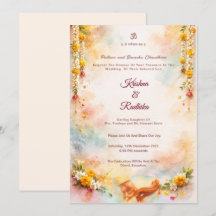 Invitation de luxe ethnique pour mariage hindou in