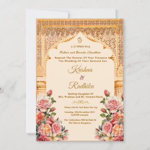 Invitation de luxe ethnique pour mariage indien