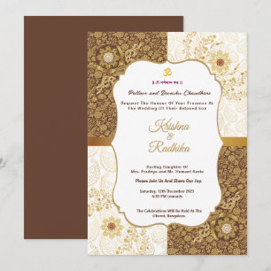 Invitation de luxe ethnique pour mariage indien hi
