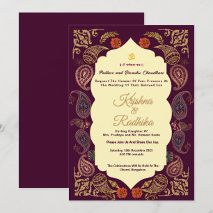Invitation de luxe ethnique pour mariage indien hi