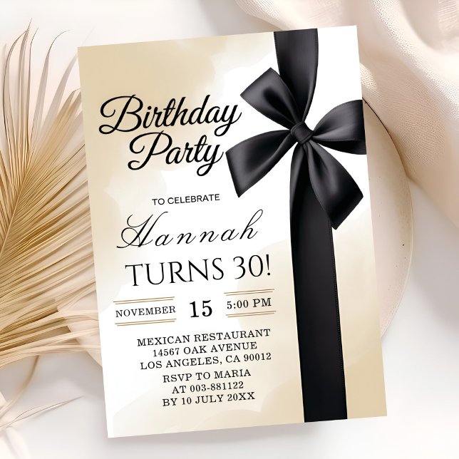 Invitation de luxe pour 30 ans d'anniversaire Noir (Créateur téléchargé)