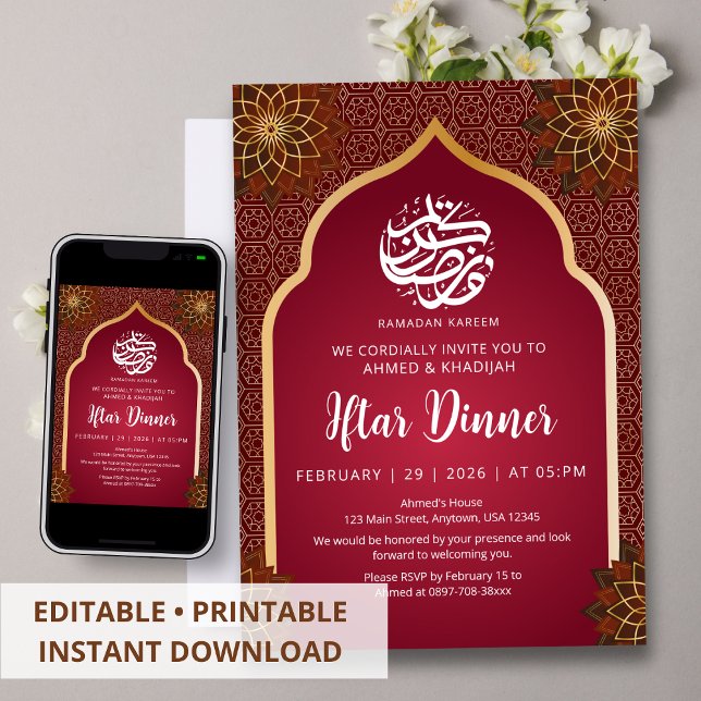 Invitation de luxe pour Iftar au motif mandala flo (Créateur téléchargé)