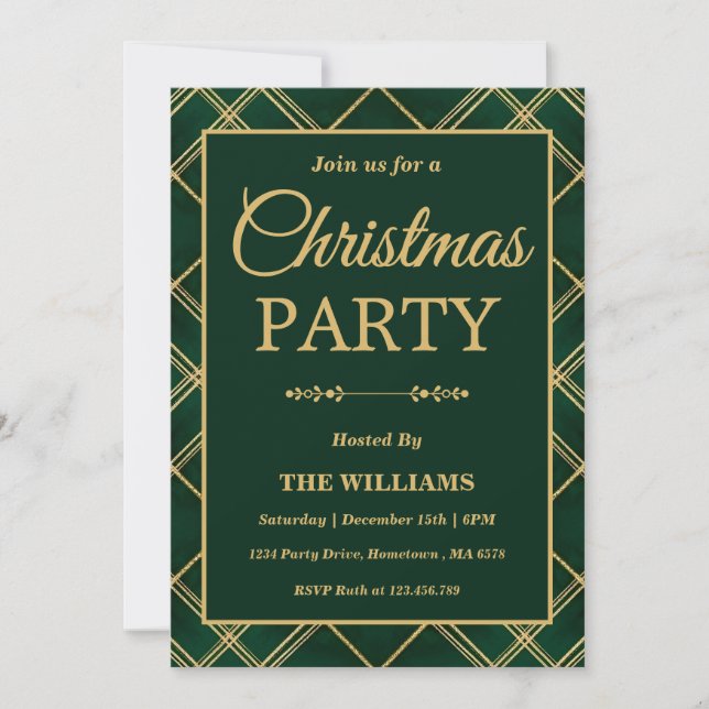 Invitation de luxe pour la fête de Noël au tartan  (Devant)