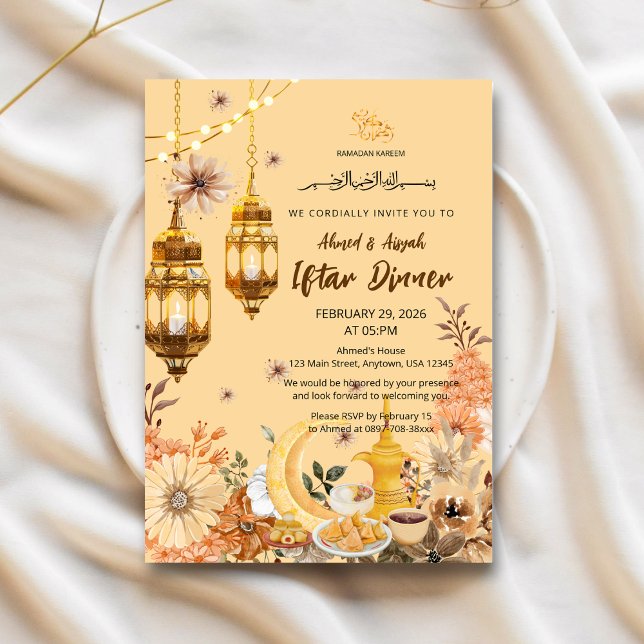 Invitation de luxe pour le Ramadan iftar à fleurs  (Créateur téléchargé)