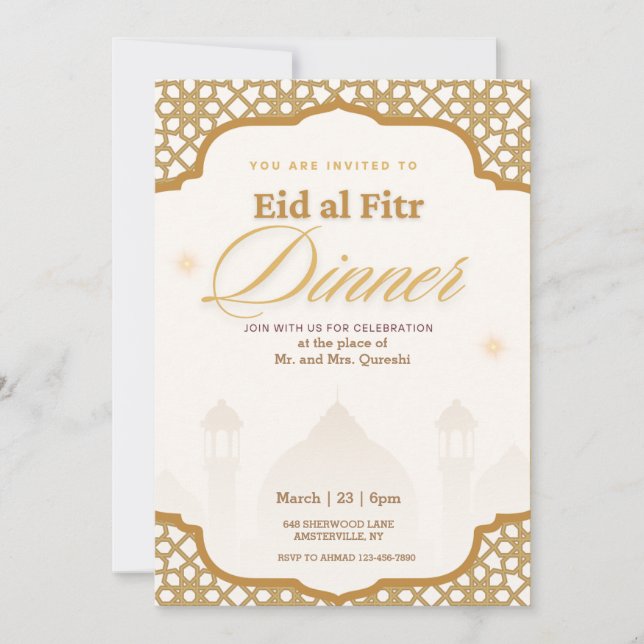 Invitation de luxe White and Gold Eid al fitr Part (Devant)