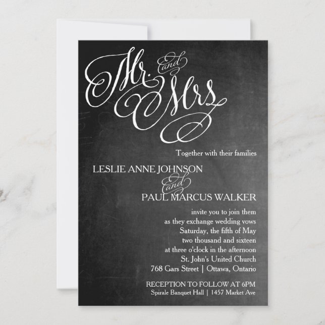 Invitation de M. et Mme Scroll Chalkboard (Devant)