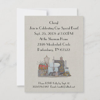 Invitation de machine à coudre alimentée à la main