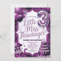 Invitation de Mademoiselle Threenager en violet