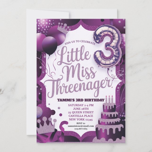 Invitation de Mademoiselle Threenager Violet (Devant)