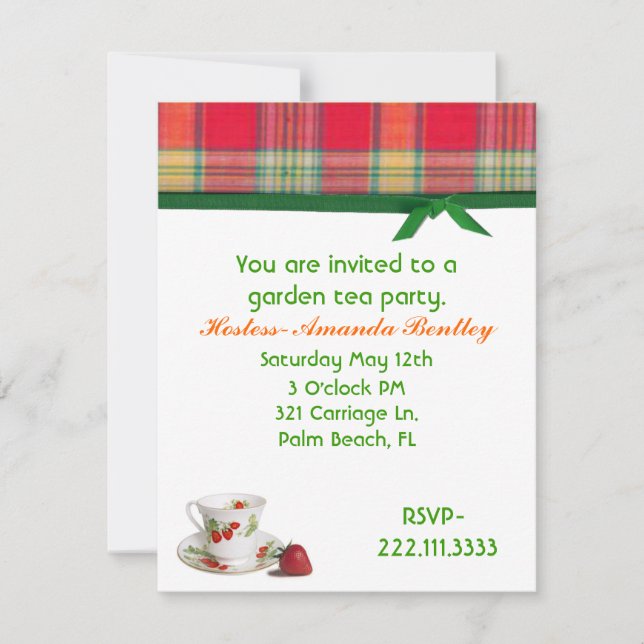 Invitation de Madras Plaid Tea Party (Devant)