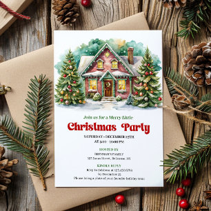 Invitation de maison de Noël classique avec lettra