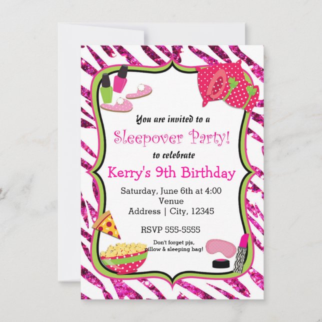 Invitation de maquillage pour soirée pyjama entre  (Devant)