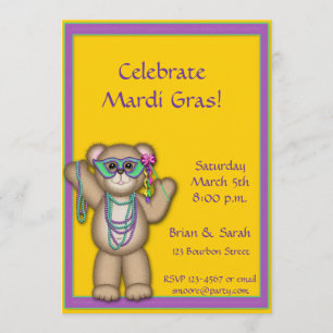 Invitation de Mardi Gras Bear