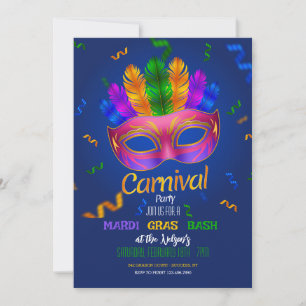 Invitation de Mardi Gras Carnival Party