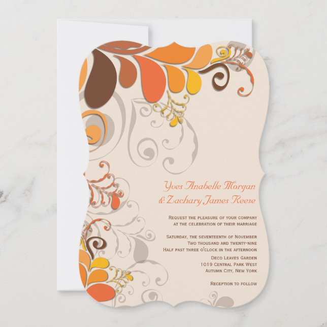 Invitation de mariage 2en1 Floral Automne Deco (Devant)