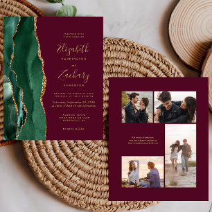 Invitation de mariage 4 photos Budget Émeraude Bou