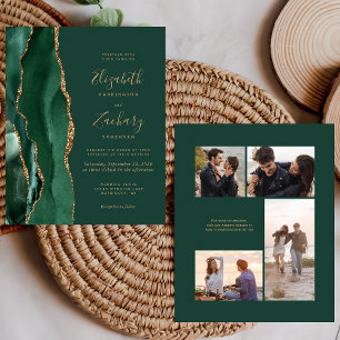 Invitation de mariage 4 photos Budget Émeraude Ver