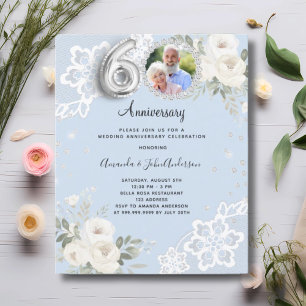 Invitation de mariage 60 ans diamants bleus florau