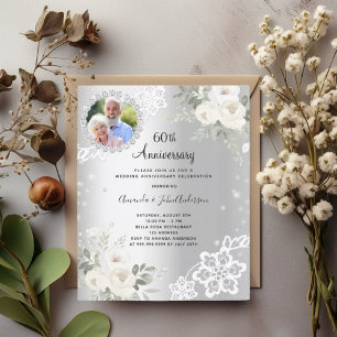 Invitation de mariage 60 ans diamants floraux arge