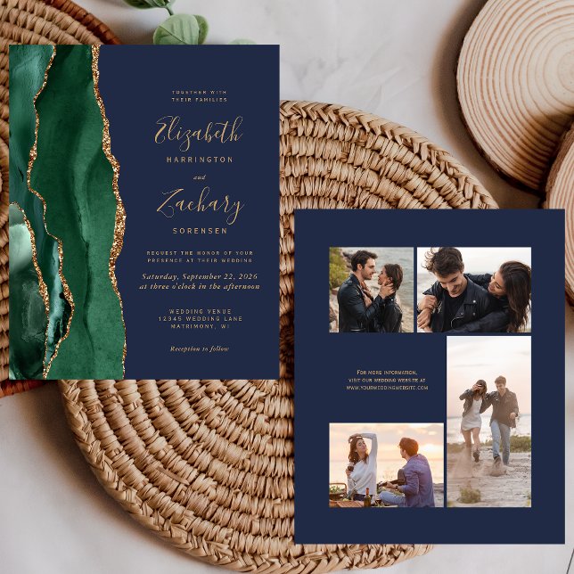 Invitation de mariage à 4 photos Budget Émeraude V (Créateur téléchargé)