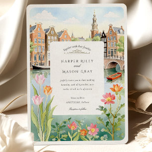 Invitation de mariage à Amsterdam Hollande aquarel