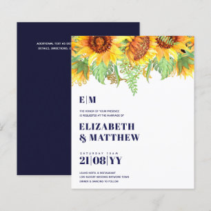 Invitation de mariage à bas prix Tournesols bleu m