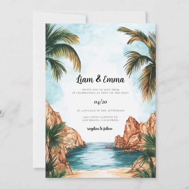 Invitation de mariage à Cabo San Lucas au Mexique (Devant)
