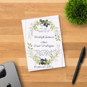 Invitation de mariage à cadre floral bleu Budget