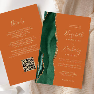 Invitation de mariage à code QR Budget Émeraude Ve