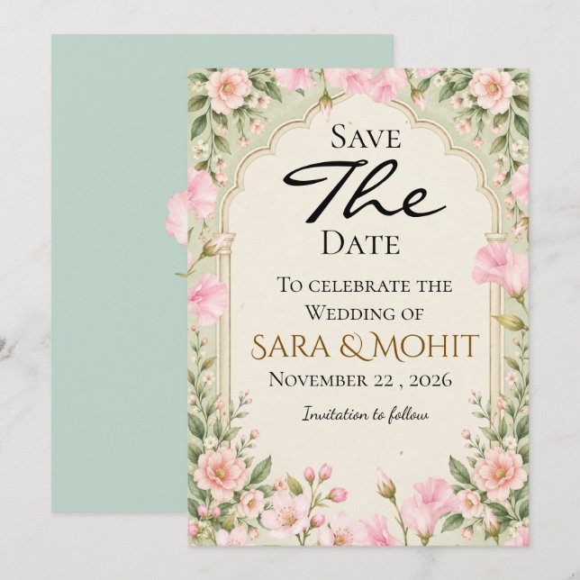 Invitation de mariage à conserver modèle éditable (Devant / Derrière)