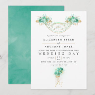 Invitation de mariage à cordes florales de monnaie