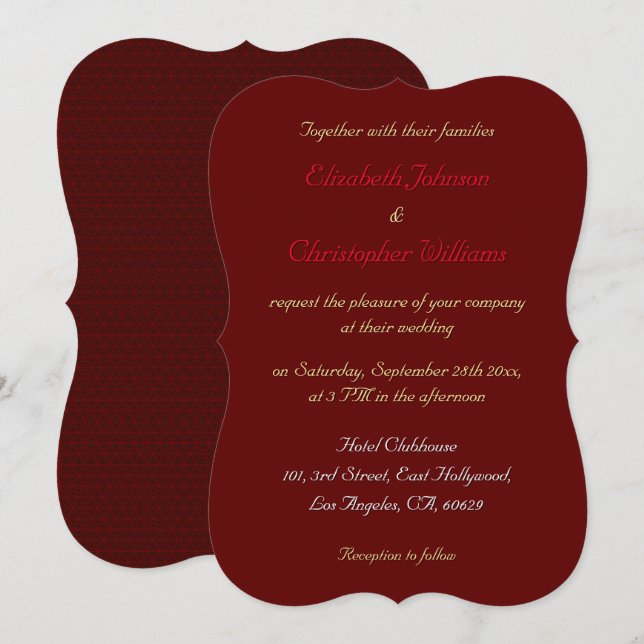 Invitation de mariage à crochet simple élégant per (Devant / Derrière)