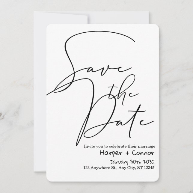Invitation de mariage à croquis mignon pour sauver (Devant)