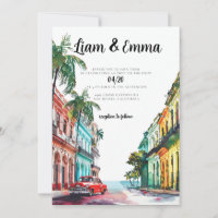 Invitation de mariage à Cuba La Havane mariage de