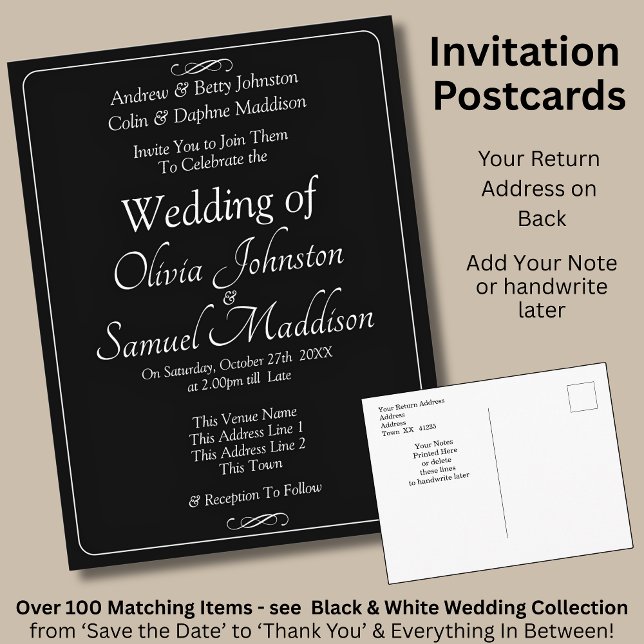 Invitation de mariage à défilement infini noir et  (Créateur téléchargé)